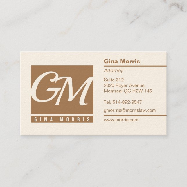Professional’s Monogrammed Business Card (Front)