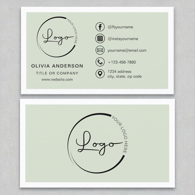 Professional Sage Green Business Logo Social Media Card (Creator Uploaded)