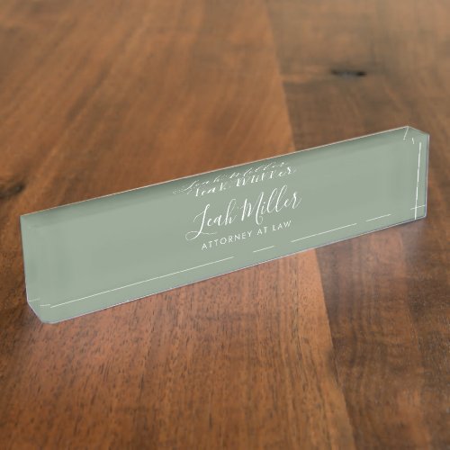 Professional Sage Green Desk Name Plate