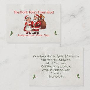 Professional Santa Business Card Mr&Mrs Claus