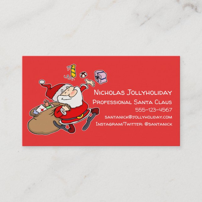 Professional Santa Claus Funny Informal Cartoon Business Card (Front)