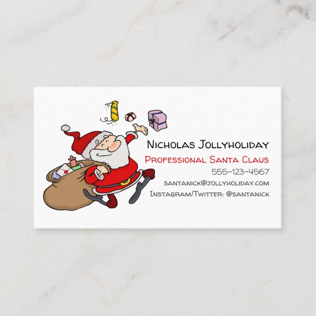 Professional Santa Claus Funny Informal Cartoon Business Card (Front)