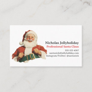 Professional Santa Claus Retro Vintage Informal Business Card
