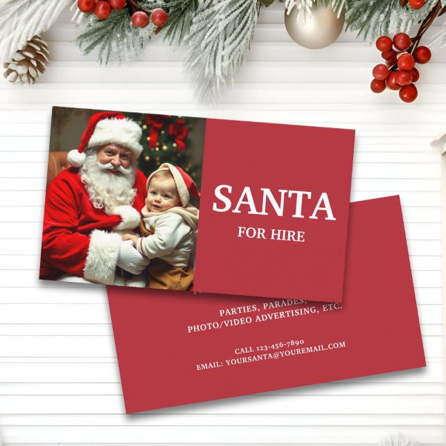 Professional Santa For Hire Photo Business Card (Creator Uploaded)