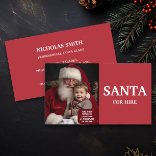 Professional Santa For Hire Photo Business Card