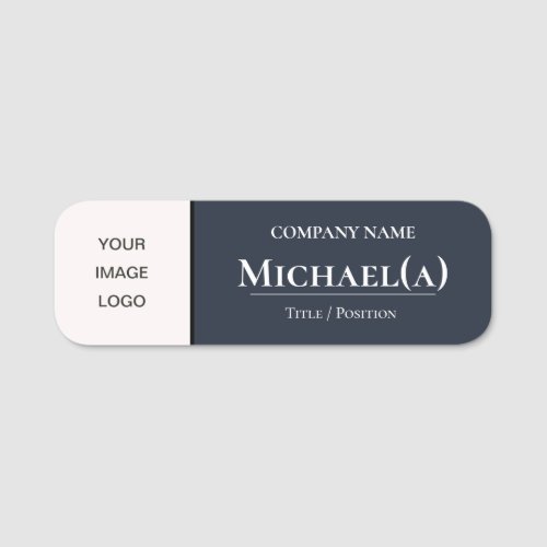 Professional Sapphire Blue And White Company LOGO Name Tag