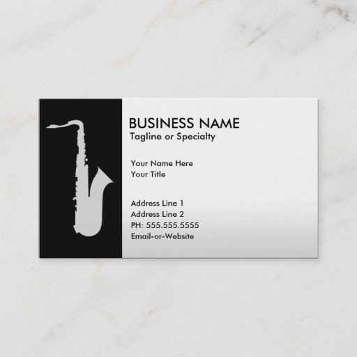 Customizable professional saxophone business cards