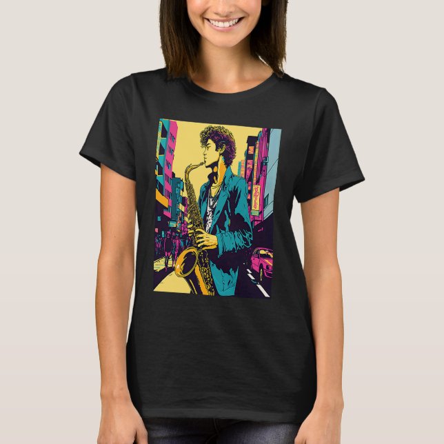 Professional Saxophone Musician Retro Pop Saxophon T-Shirt (Front)