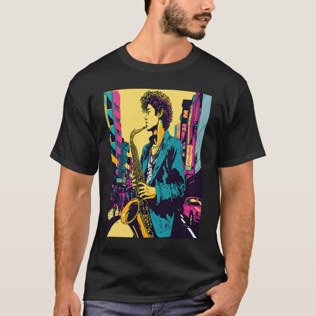Professional Saxophone Musician Retro Pop Saxophon T-Shirt (Front)