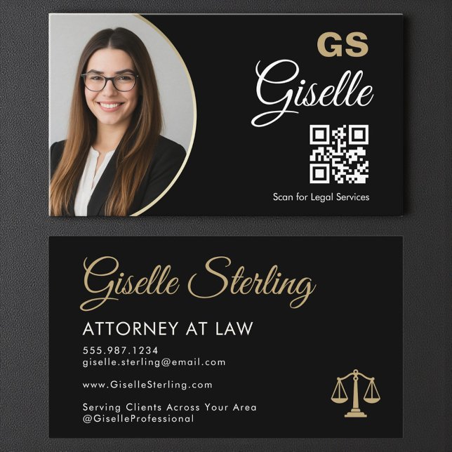 Professional Scales of Justice Lawyer Photo Business Card (Creator Uploaded)