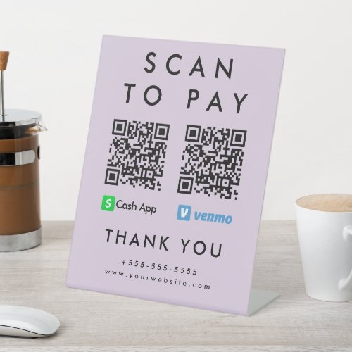 Professional Scan to Pay Venmo Cash App QR Code Pedestal Sign