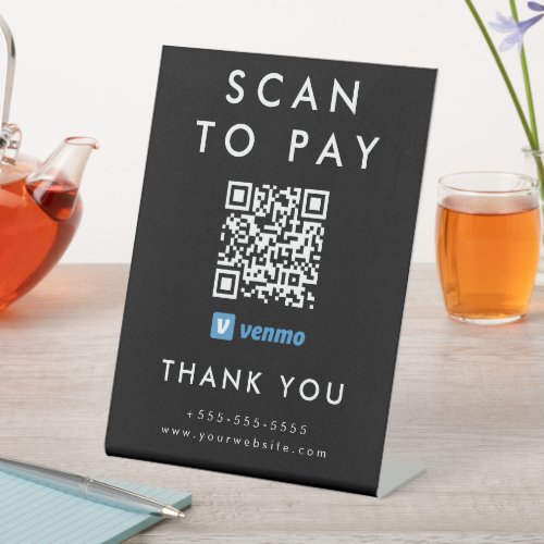 Professional Scan to Pay Venmo QR Code Black Pedestal Sign