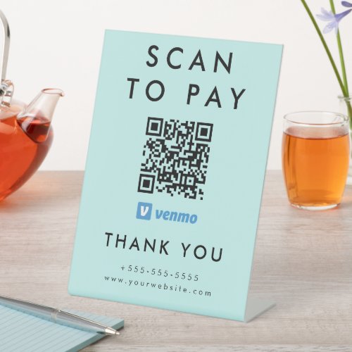 Professional Scan to Pay Venmo QR Code Blue Pedestal Sign