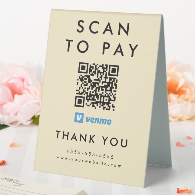 Professional Scan to Pay Venmo QR Code Groovy Table Tent (In SItu (Wedding))