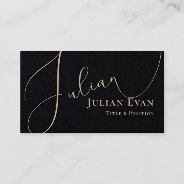 Professional Script Black and Gold Business Card (Front)