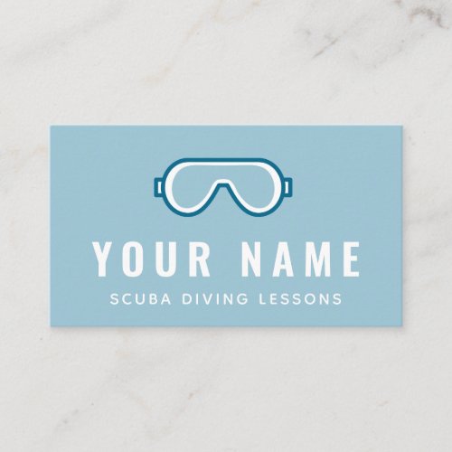 Professional Scuba Diver Goggles Mask Snorkel Blue Business Card