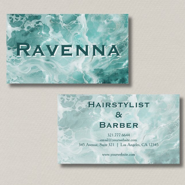 Professional Seafoam Silver White Name Business Card (Creator Uploaded)