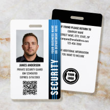 Professional Security Guard Officer ID Photo Blue