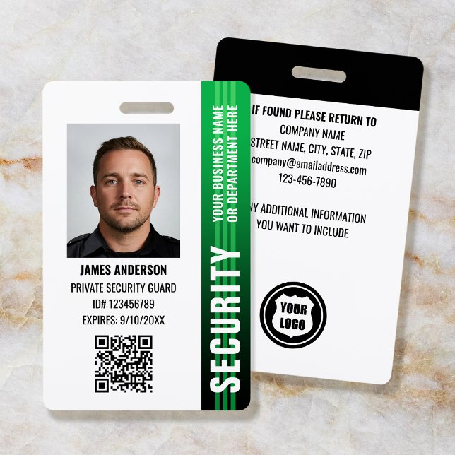 Professional Security Guard Officer ID Photo Green Badge (Creator Uploaded)