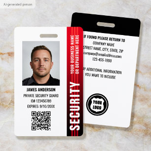 Professional Security Guard Officer ID Photo Red Badge