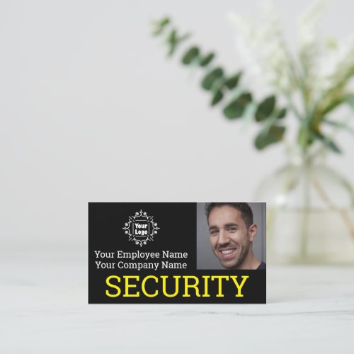Professional Security Guard Photo ID on Black Business Card