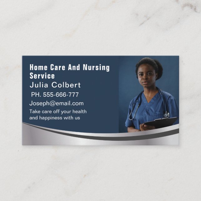 Professional Senior Care Custom Photo  Business Card (Front)