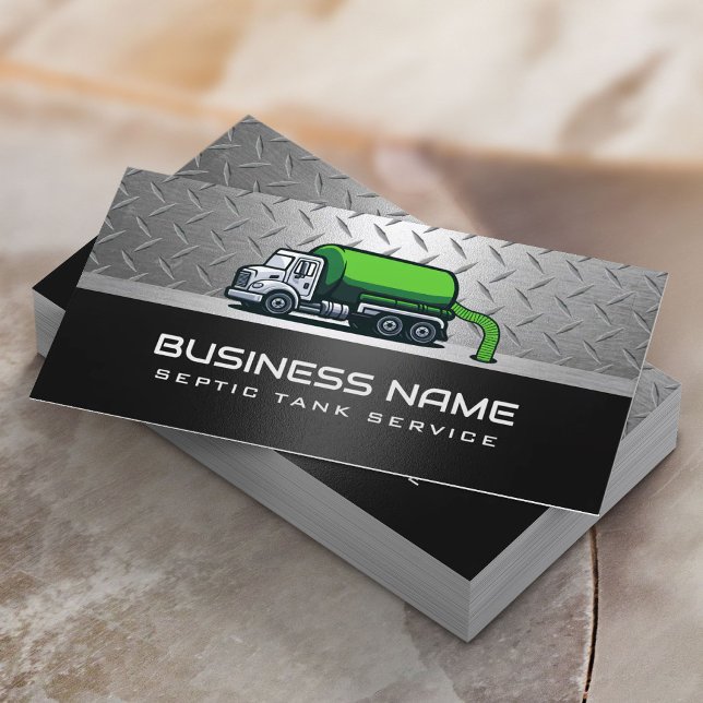 Professional Septic Tank Service Modern Faux Metal Business Card (Creator Uploaded)