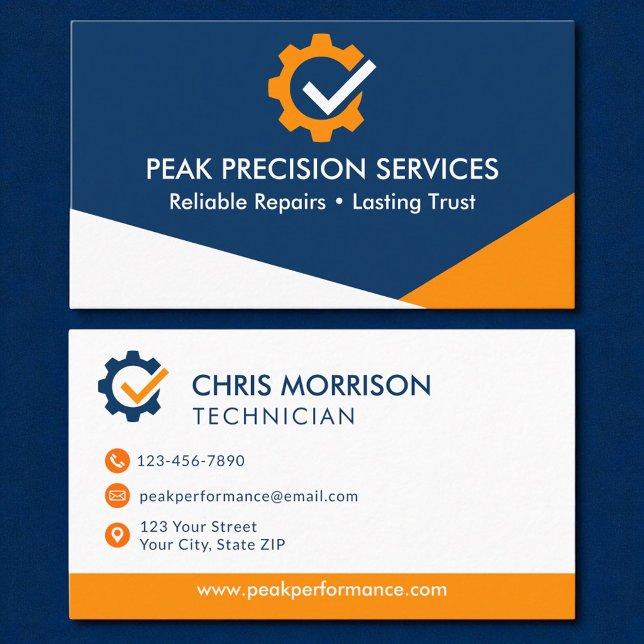 Professional Service Repair Logo Modern Mechanic Business Card (Creator Uploaded)