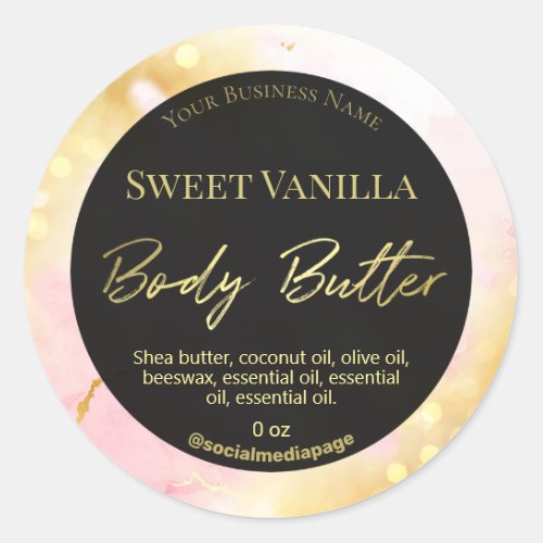 Professional Shimmer Gold Pink Body Butter Labels