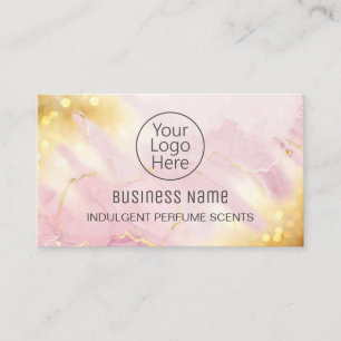 Professional Shimmer Pink Gold Perfume Sample Business Card