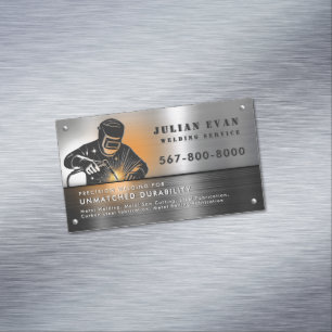 Professional Shiny Black Welding Metal Fabricator  Business Card Magnet