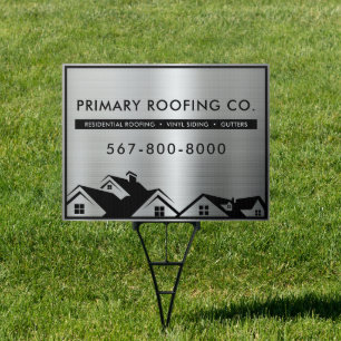 Professional Shiny Silver Roofing Construction Sign