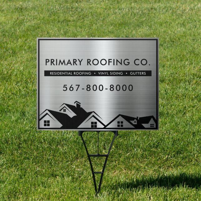 Professional Shiny Silver Roofing Construction Sign (Insitu)