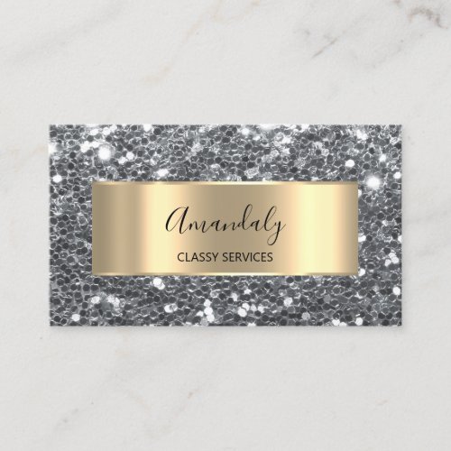 Professional Shop Gold Glitter Gray Silver QRcode  Business Card