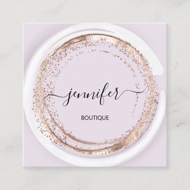 Professional  Shop SPA Frame Rose Glitter Frame Square Business Card (Front)