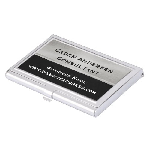 Professional Silver and Black Business Card Holder