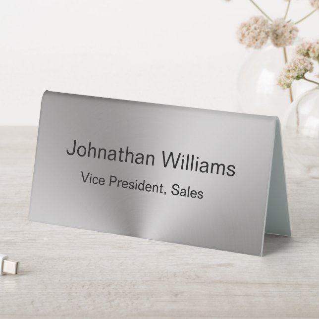 Professional Silver and Black Template Name Title Table Tent (In SItu (Table))