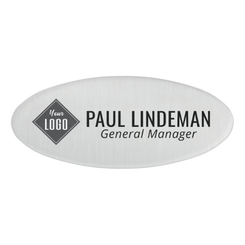 Professional Silver Chrome Company Logo Employee  Name Tag