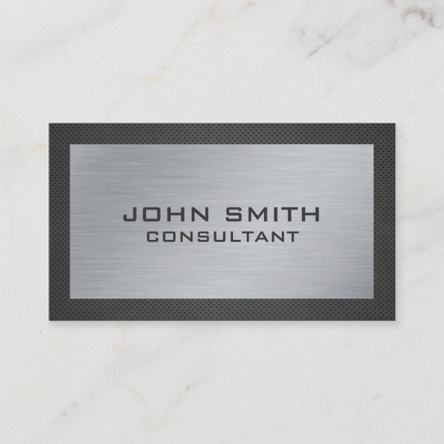 Professional Silver Elegant Modern Metal Black Business Card (Front)