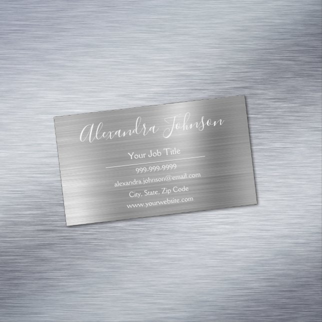 Professional Silver Foil Modern Business Card Magnet (In Situ)