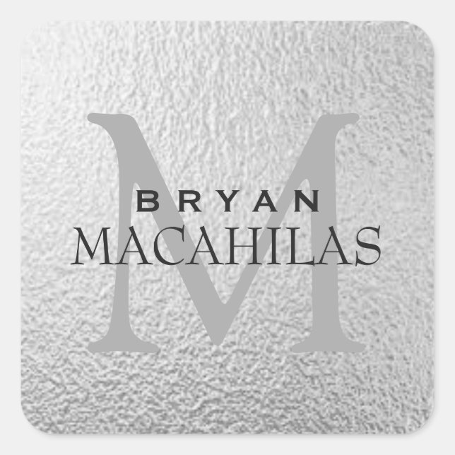 Professional Silver Foil Monogram Sticker (Front)