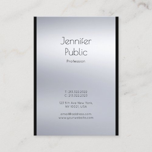 Professional Silver Glam Plain Luxe Modern Elegant Business Card