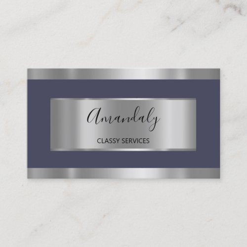 Professional Silver Gray Framed Smoky Blue Business Card