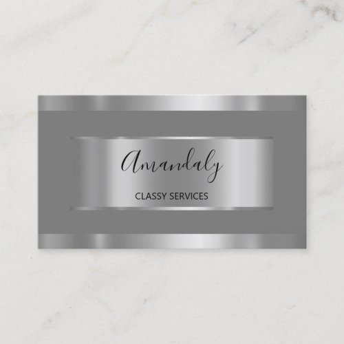 Professional Silver Gray Framed Smoky Grey Business Card