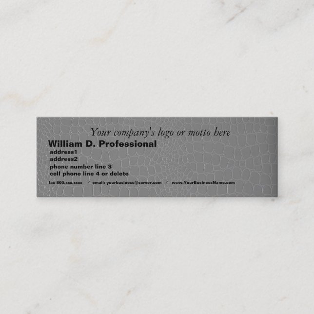 Professional Silver Gray Snakeskin Print Mini Business Card (Front)