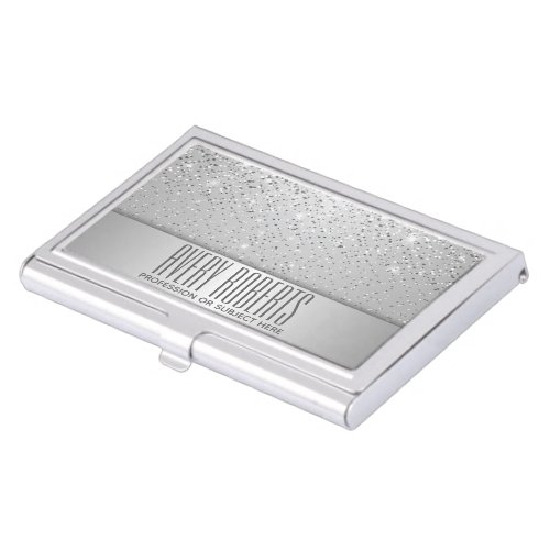 Professional Silver metallic Luxury Sparkle design Business Card Case