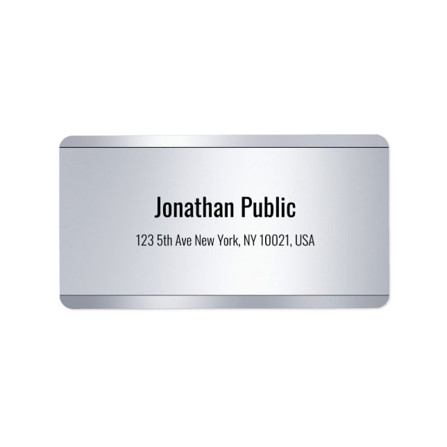 Professional Silver Modern Elegant Glamor Template Label (Front)