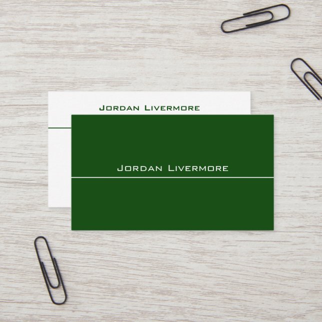 Professional, Simple, Basic, Fern Green Modern Business Card (Front/Back In Situ)
