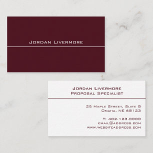 Professional, Simple, Basic, Maroon & White Modern Business Card
