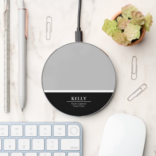 Professional Simple Black and White Monogram Wireless Charger